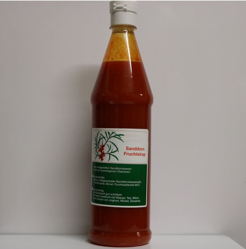 Sanddornsirup 1000g / 770ml Gluten-, Lactose- und Glutamatfrei 100% Free